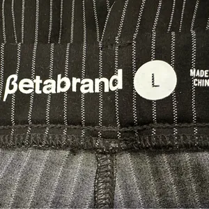 Betabrand Black White Pinstripe Straight Classic Yoga Pants Large L thumbnail 5