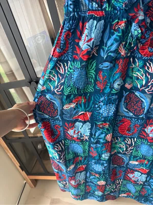 Printfresh Lola Midi Dress ruffle Nautical Tiles Seaside ocean animals fish reef thumbnail 12