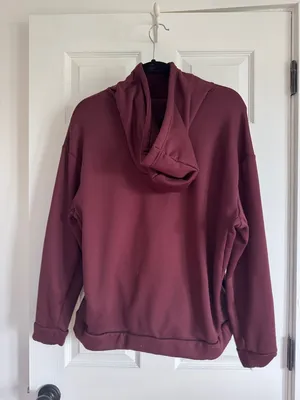Nike Women's Burgundy Hoodie with Small Swoosh thumbnail 4