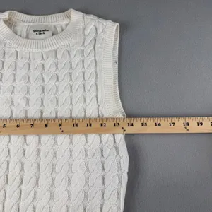 Abercrombie & Fitch Womens Cable Knit Sweater Vest Cream White XS Sleeveless Top thumbnail 6
