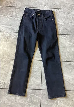 Denim Forum The Arlo High Rise Straight Jeans Black 28L Organic Cotton thumbnail 1