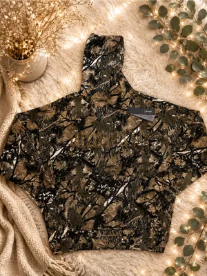 YoungLA Bling Rhinestones Hoodie Green Real Tree Camo Size Small Oversized NEW thumbnail 1