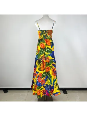 NWOT Farm Rio Cotton Bright Nature Maxi Sundress Multicolor Size XS thumbnail 6