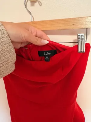 Call Me Up Red Ruffled Strapless Skort Romper thumbnail 4