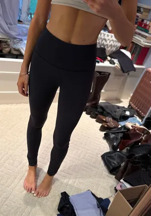 CRZ YOGA Black Gray Striped High Waisted Leggings thumbnail 1