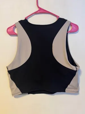 Avia Active Workout Gym High Neck Stretch Crop Tank Sports Bra Black Grey XL thumbnail 2