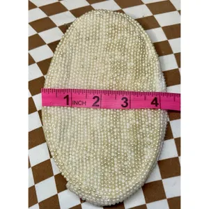 Vintage 1950's Reina Oval Pearl Beaded Evening Bag 7" with Zipper Closure thumbnail 6