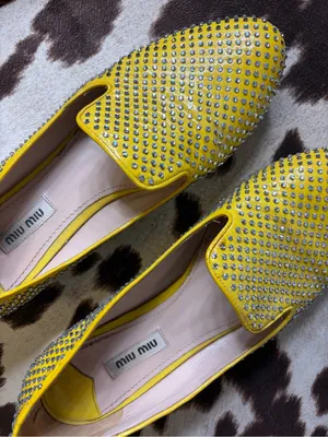 Miu Miu Yellow Crystal-Embellished Women's Loafers thumbnail 2