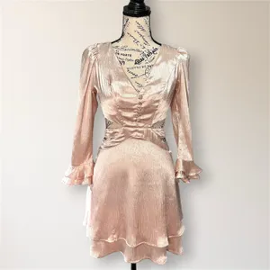 RAHI Pink Satin Cutout‎ Ruffle Mini Dress S Homecoming Wedding Guest Party thumbnail 2