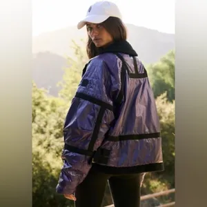 Free People Movement NWT Ski Jacket Vagabond Fleece Bomber coat purple XS thumbnail 2