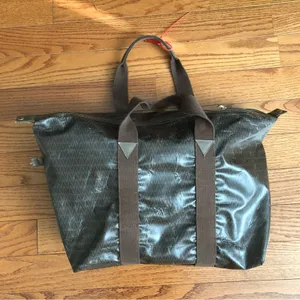Mario Valentino V Monogram Authentic Brown Coated Canvas Zip Tote Vintage travel bag thumbnail 11