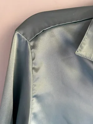 Satin Button Down Blouse Green thumbnail 5