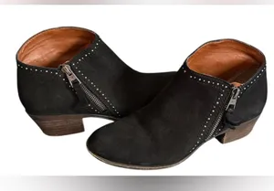 Lucky Brand Black Suede Ankle Booties with Studded Detail thumbnail 2