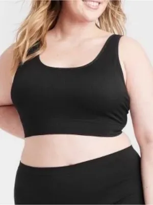 Auden Seamless Knit Lightly Lined Bralette Black Size 1X NWT thumbnail 1