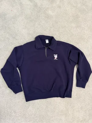 Uniqlo POP MART Labubu Half Zip Sweatshirt size L Navy thumbnail 3