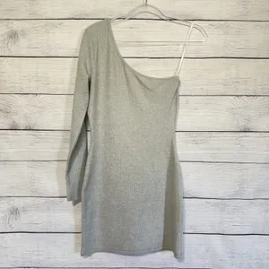REVOLVE Superdown Mila One Shoulder Gray Dress Sweater‎ Knit Mini Bodycon Small thumbnail 5