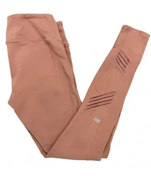 Alo Yoga Ultimate Stripe Mesh Leggings Pink Rosewater Athletic Pants Size S thumbnail 1