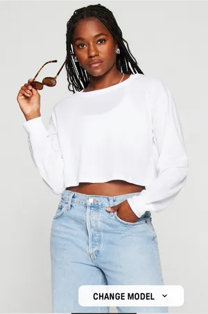 100% cotton cropped boxy long-sleeve thumbnail 1