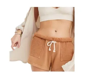 Aerie One-A-Roll Lounge Shorts Terry Cloth Brown Tan Drawstring Size Medium thumbnail 1