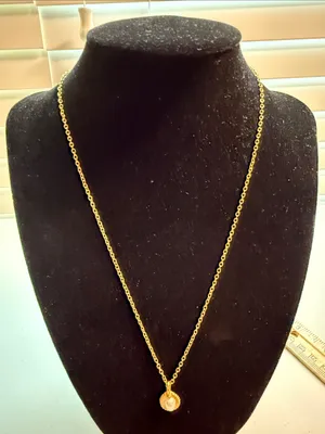 Gold Rope Chain Necklace with Pearl Pendant thumbnail 2