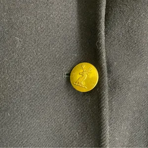 Vintage Navy Wool Pea Coat Red Lining Brass Stag Buttons Double Breasted thumbnail 9