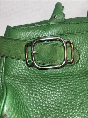 Cole Haan Vintage Green Leather Handbag Silver Hardware Suede Detail Preloved thumbnail 5