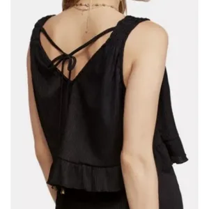 Free People No Excuses Ruffle Ribbed Crop Top Women's S Black Grunge WhimsyGoth‎ thumbnail 6