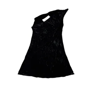 NWT Zara Black Velvet‎ One Shoulder Mini Dress Asymmetrical SZ Small Formal Chic thumbnail 3