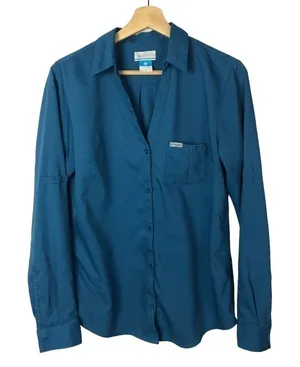Columbia Armadale Teal‎ Blue Long Sleeve Button Down M thumbnail 1
