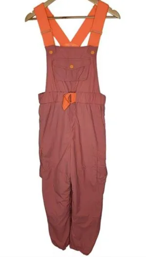 Free People Movement Morning Meadow Overall Jumpsuit Matte Rose Orange Mesh XS thumbnail 2