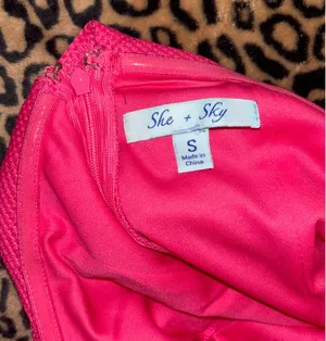 She & Sky Hot Pink Off-The-Shoulder Dress thumbnail 5