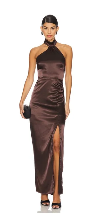 Darcey Maxi dress in dark brown  thumbnail 1
