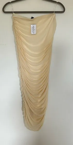 NWT Windsor Cream‎ Bodycon Ruched Strapless Dress Size Large thumbnail 1