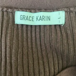 Grace Karin Women Cardigan Sweater L Brown Ribbed Fitted Preppy Academia‎ Office thumbnail 5