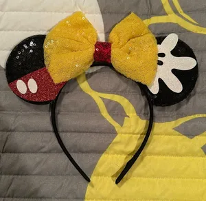 Disney NWOT Handmade Icons Original Mickey Mouse Sequin Lightweight Ears Headband thumbnail 1