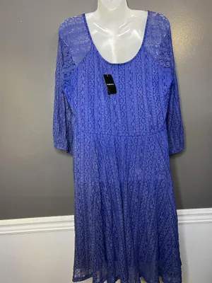 Torrid Dress Womens 2X Blue Lace Fit & Flare Mini 3/4 Sleeve Lined Party thumbnail 8