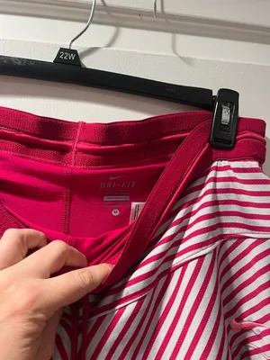 Nike Hot Pink and White Striped Dri-FIT Athletic Shorts thumbnail 3