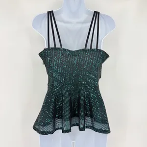 Grace Karin Y2K Sequin Top Sz S Teal Strappy Peplum Clubwear Indie Holiday Glam thumbnail 6