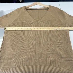 Athleta Hanover Sweater‎ Womens Size M Extra Fine Merino Wool Blend V-Neck Brown thumbnail 13