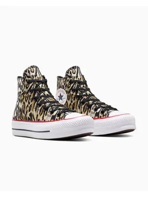 Chuck Taylor CONVERSE All Star Lift Platform Leopard High Top Sneakers US 8.5 thumbnail 3