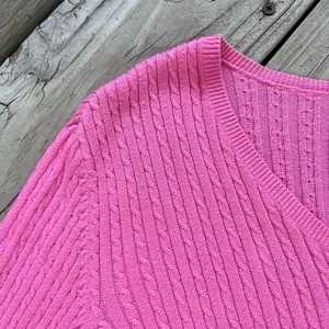 Lauren Ralph Lauren Women's Pink 100% Cotton Mini Cable Knit Sweater Size M thumbnail 4