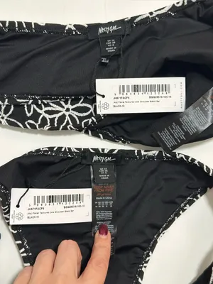 Nasty Gal Black and White One-Shoulder Floral Bikini thumbnail 7