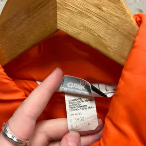 The Vintage Shop Vintage 80s Chalk Line Clemson Tigers Orange Puffer Paw Logo Vest Large L CU USC thumbnail 4