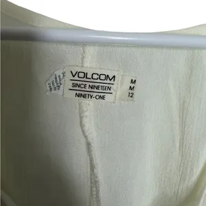 ✨🤍 Volcom Ivory Boho Smocked Waist Peasant Mini Dress Size‎ M 🤍✨ thumbnail 3