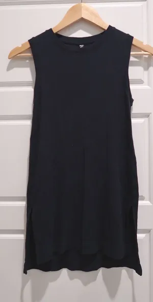 Uniqlo‎ Navy Blue Ribbed Sleeveless 100% Cotton Tank Top Side Slit XS thumbnail 1