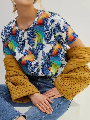 Anthropologie Farm Rio Aves Graphic Tee Short Sleeve T-Shirt thumbnail 1