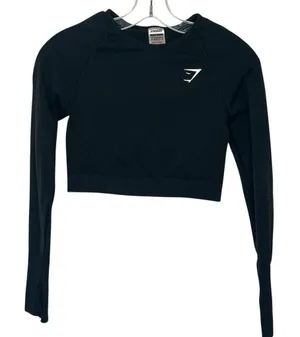 Gymshark Vital Crop Top Seamless Long Sleeve Size M Black thumbnail 1
