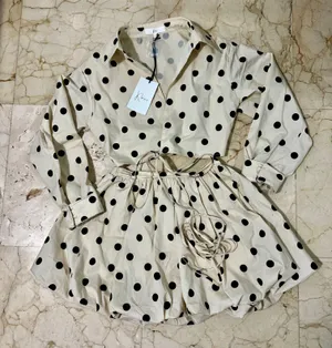 Boutique K Lesis Polkadot cropped wrap shirt and balloon skirt thumbnail 4