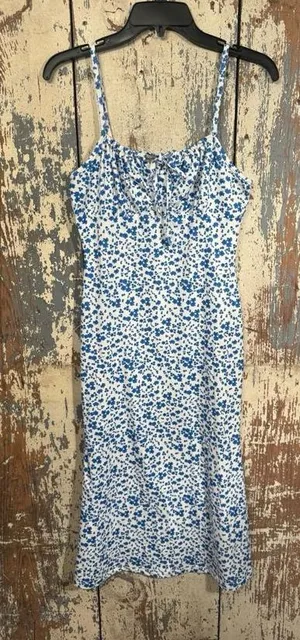 Blue and White Floral Summer Dress size Small thumbnail 1