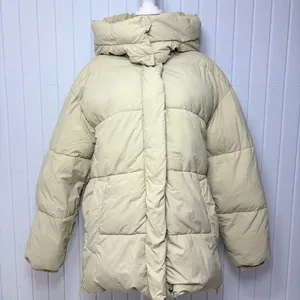 Zara Light Beige Puffer‎ Jacket Full Zip Water Repellent Oversize Size M thumbnail 1